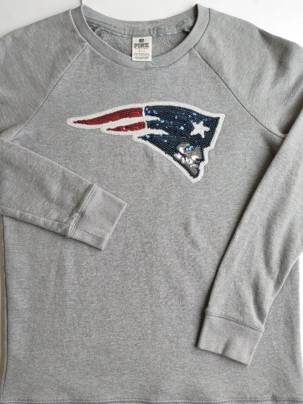 PINK Victoria Secret-NFL New England Patriots Sweatshirt Sz Small Bling Sequin - Picture 5 of 9